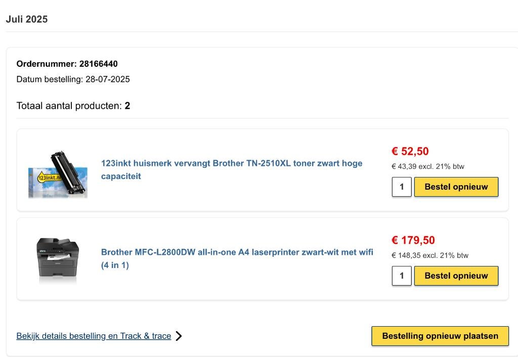 laserprinter Brother MFC-2800DW (2025) Zwart Wit ZGAN, Draadloos, Ophalen of Verzenden, Zo goed als nieuw, Brother