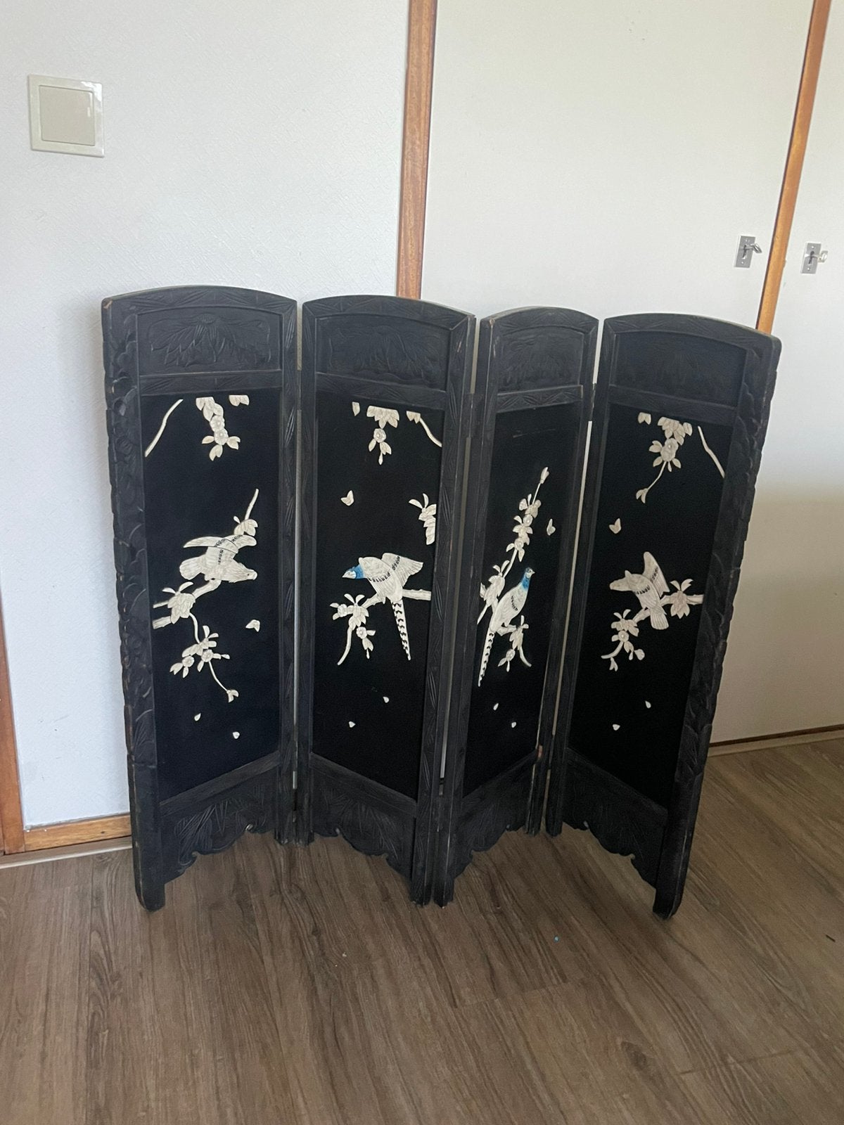 Chinees Kamerscherm Tafelmodel 92 cm Parelmoer Inlegwerk, Huis en Inrichting, Ophalen, Zo goed als nieuw