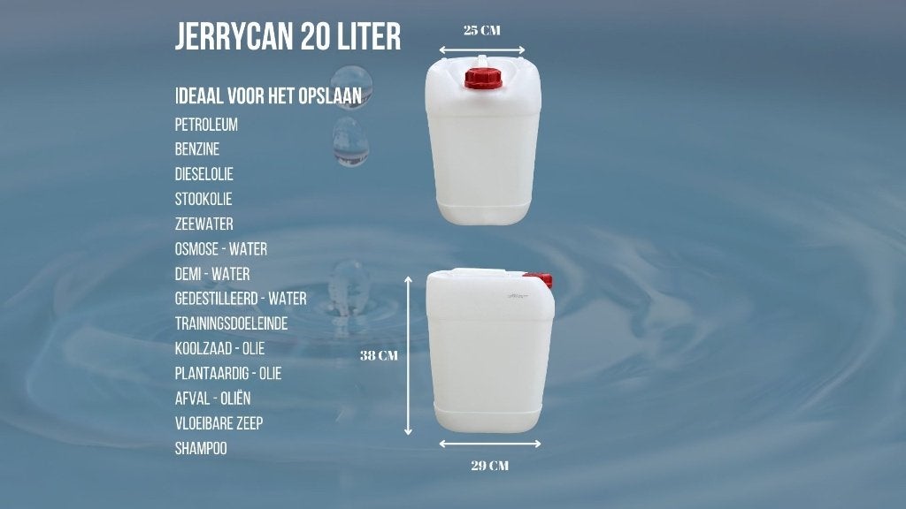 Jerrycan 20 liter kunststof, 400 stuks op voorraad, Tuin en Terras, Minder dan 75 liter, Ophalen, Gebruikt, Kunststof
