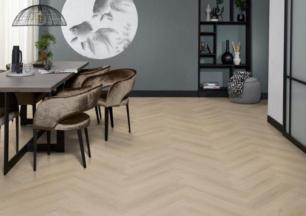 Visgraat Pvc click Silver Queen  met integreerde ondervloer, 75 m² of meer, Visgraat Pvc click light natuur eiken kleur, Nieuw