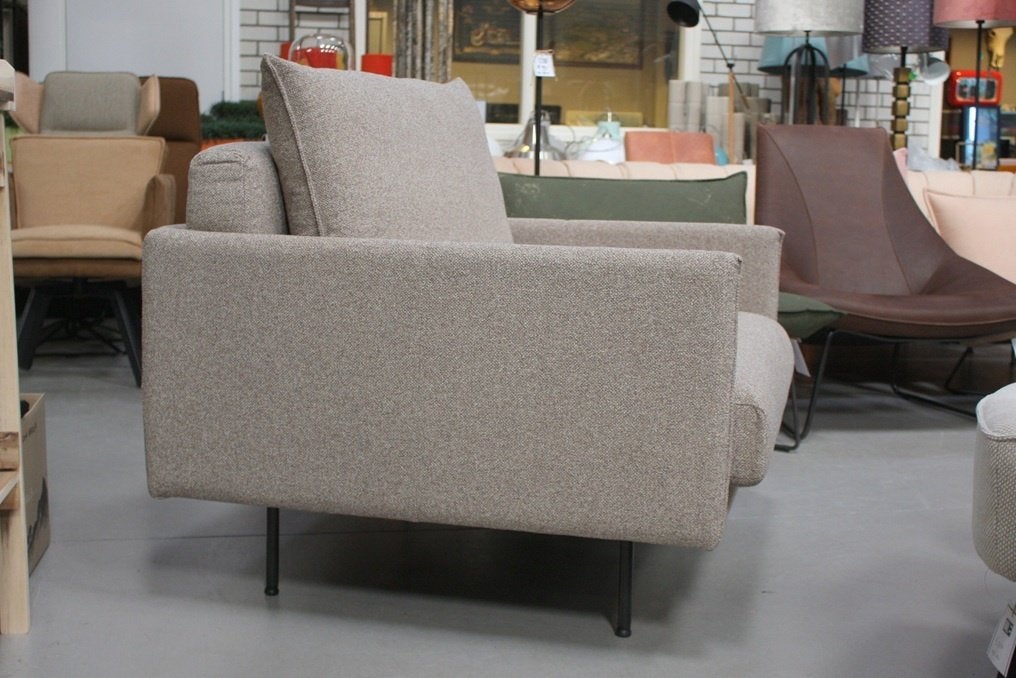 2 x luxe fauteuil loveseat JAZZ Jess design stof naturel, Ophalen, 75 tot 100 cm, Zo goed als nieuw, 100 tot 125 cm