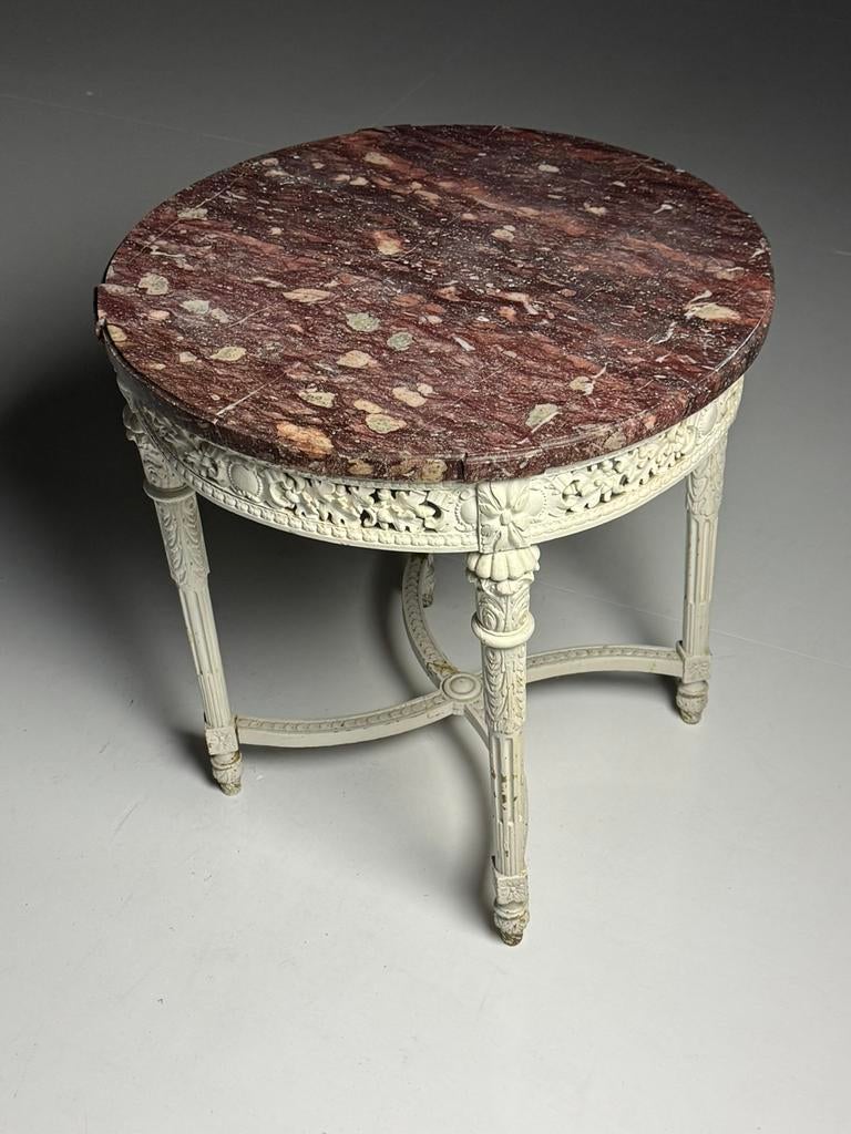 Gueridon Salon Tafel 19e eeuw rood marmer, Ophalen