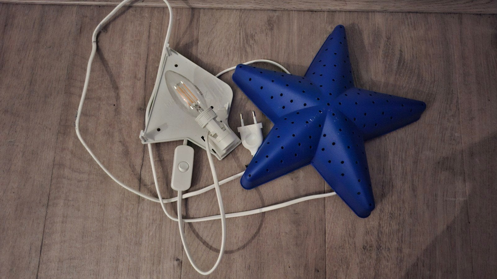 Vintage IKEA Smila Stjärna Muurlamp - Blauw Ster, Blauw, Gebruikt, E14 (klein), Ophalen of Verzenden