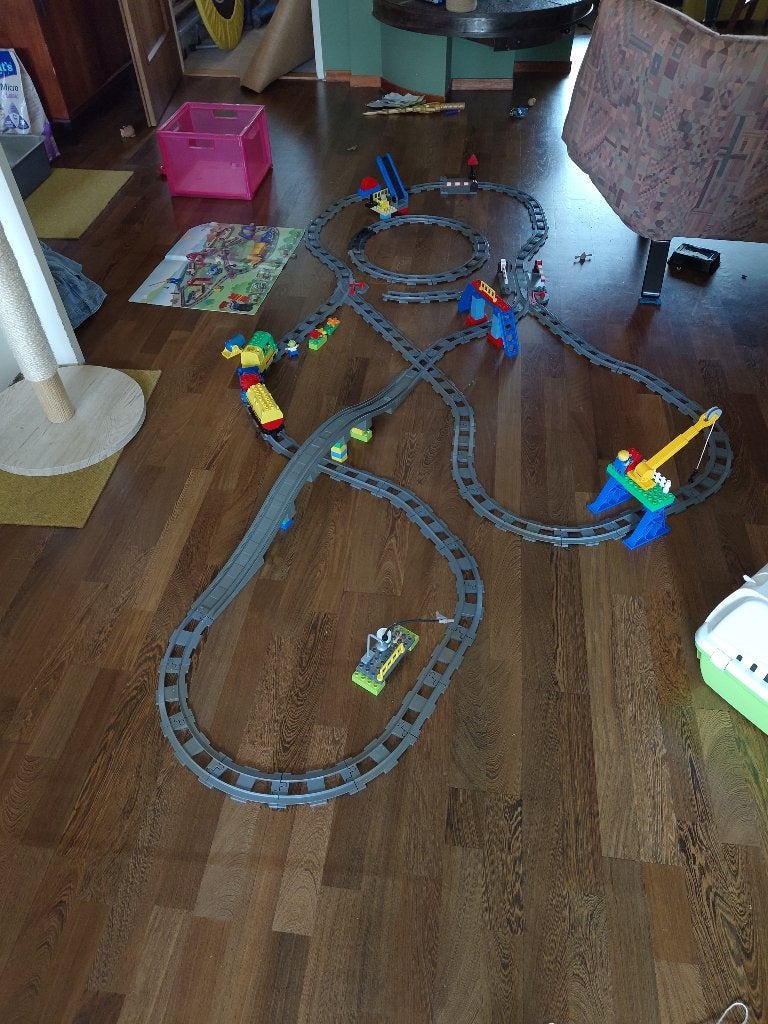 duplo goederentrein 5609 + extra rails en brug, Kinderen en Baby's, Gebruikt, Inclusief doos, Ophalen of Verzenden, Duplo