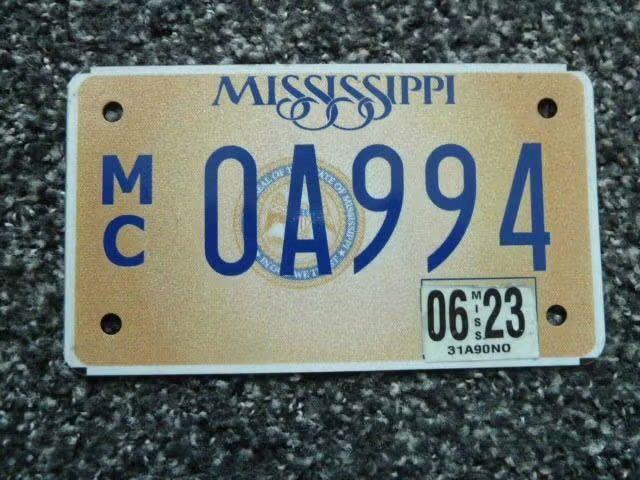 Motor licenseplate motor kentekenplaat Mississippi USA, Verzamelen, Verzenden, Gebruikt, Auto's