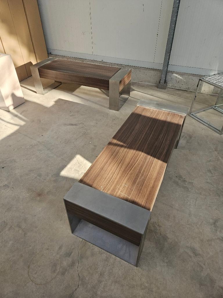 bankjes rvs 2 stuks, Ophalen, Gebruikt, Tweepersoons, 75 tot 100 cm
