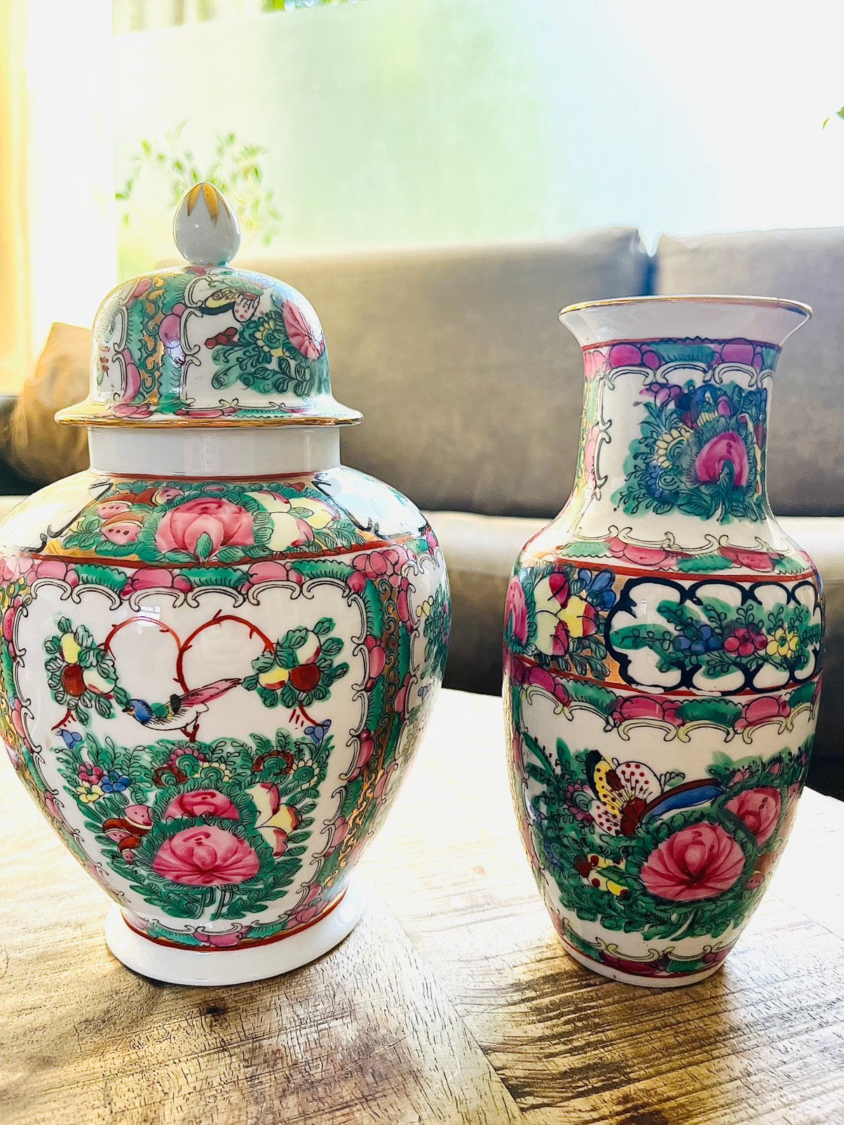 Chinese gemberpot & vaas – Rose Canton stijl, Ophalen