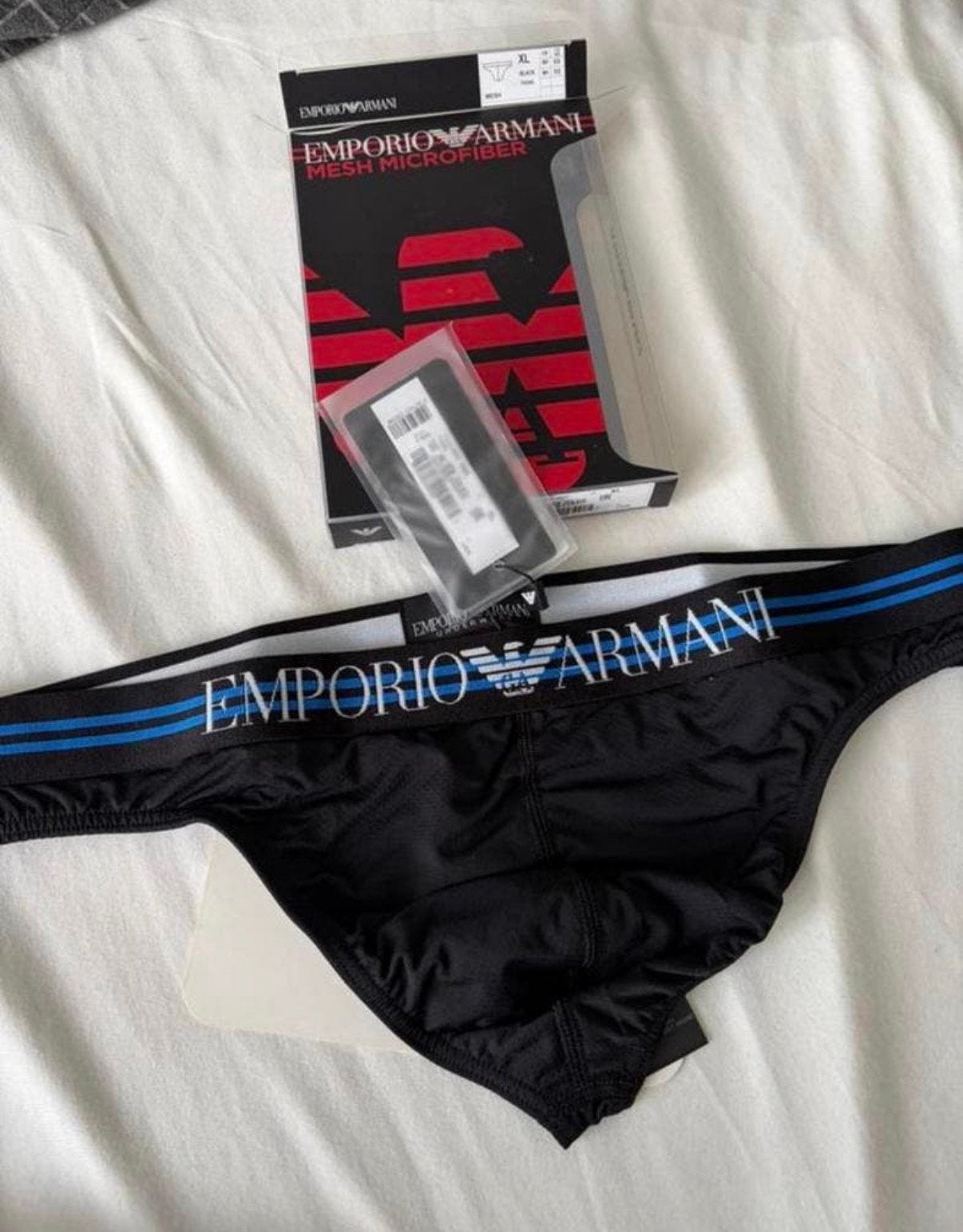 Emporio Armani Microfiber String, Verzenden, Zwart, Slip