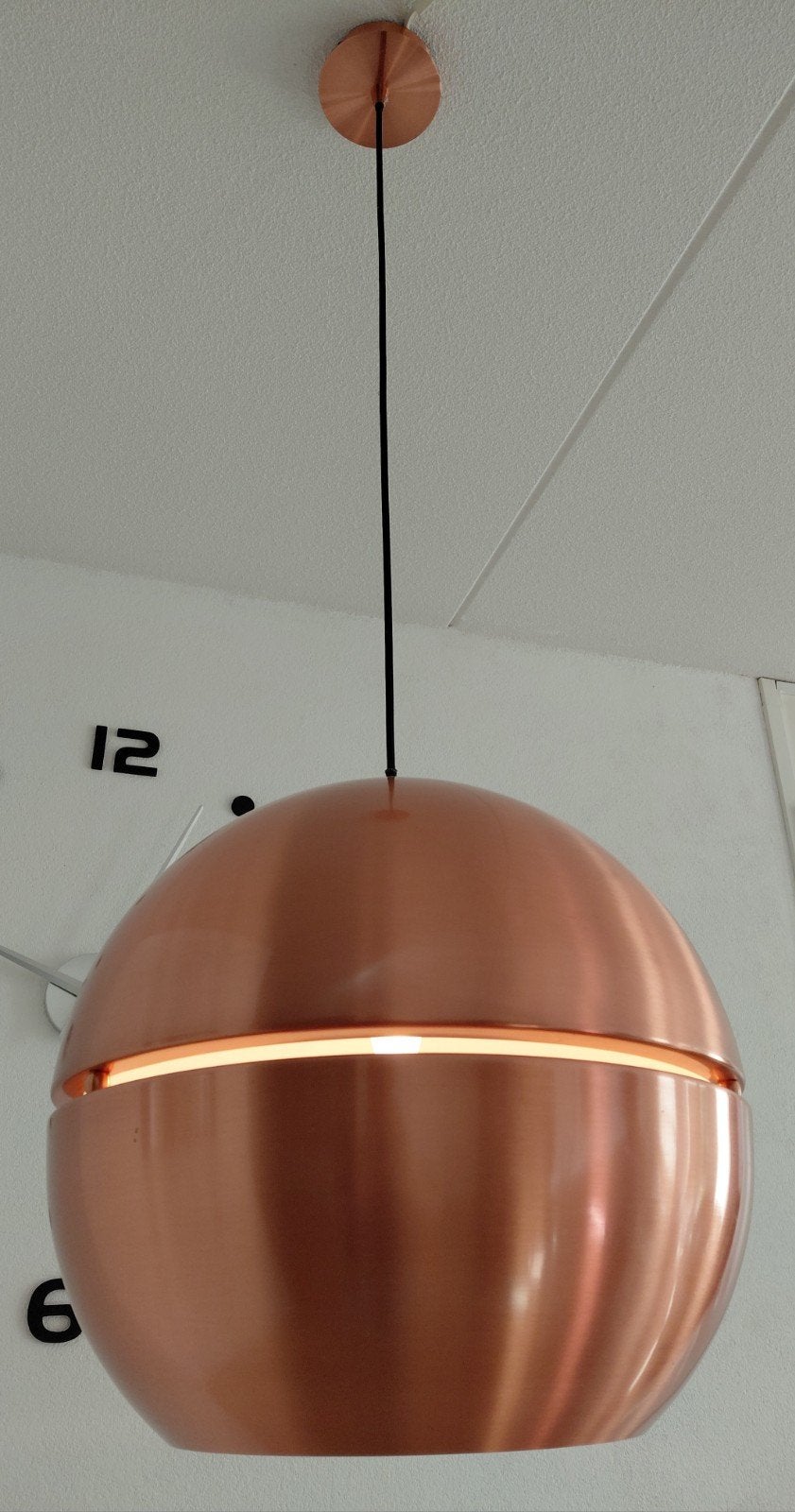 Koperen hanglamp - Modern design - diameter 36cm, Ophalen, E27 (groot), Zo goed als nieuw, Metaal
