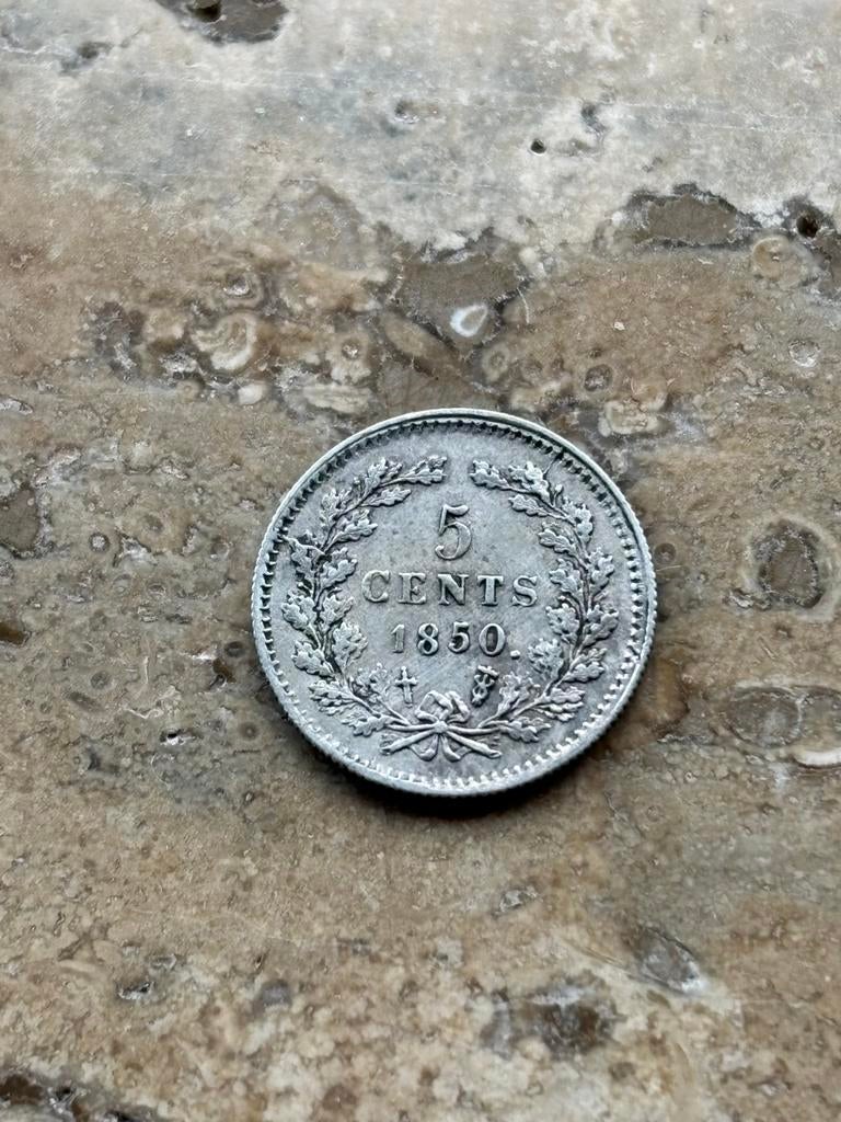 5 cent 1850 Willem III, mooie kwaliteit, Postzegels en Munten, Munten | Nederland, Koning Willem III, Zilver, Ophalen of Verzenden