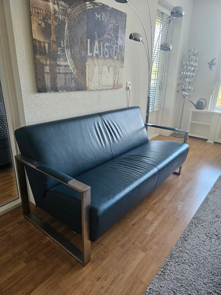 Montèl Leren Bank Luxe, Comfortabel & In Zeer Goede Staat, Ophalen, Gebruikt, 150 tot 200 cm, Tweepersoons
