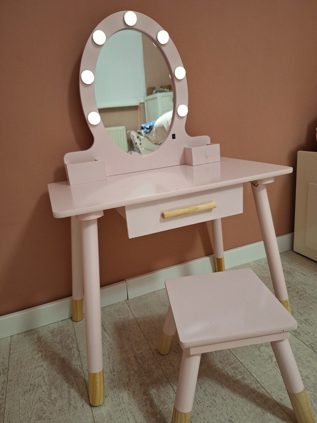 Kinder kaptafel met lampjes, Gebruikt, Romantisch, Minder dan 100 cm, Hout