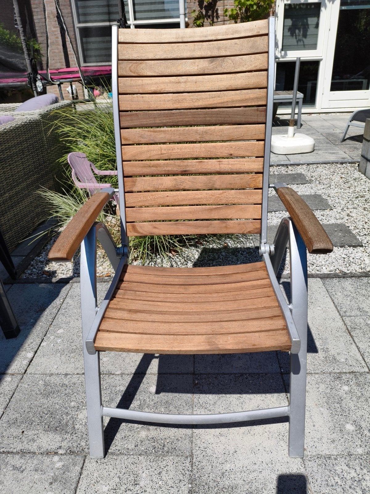 Tuinstoel, hout met aluminium, gebruikt, Ophalen, Gebruikt, Aluminium, Inklapbaar