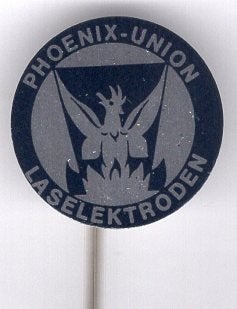Phoenix - Union las electroden blik speldje ( Z_185a ), Ophalen of Verzenden, Zo goed als nieuw, Transport, Speldje of Pin