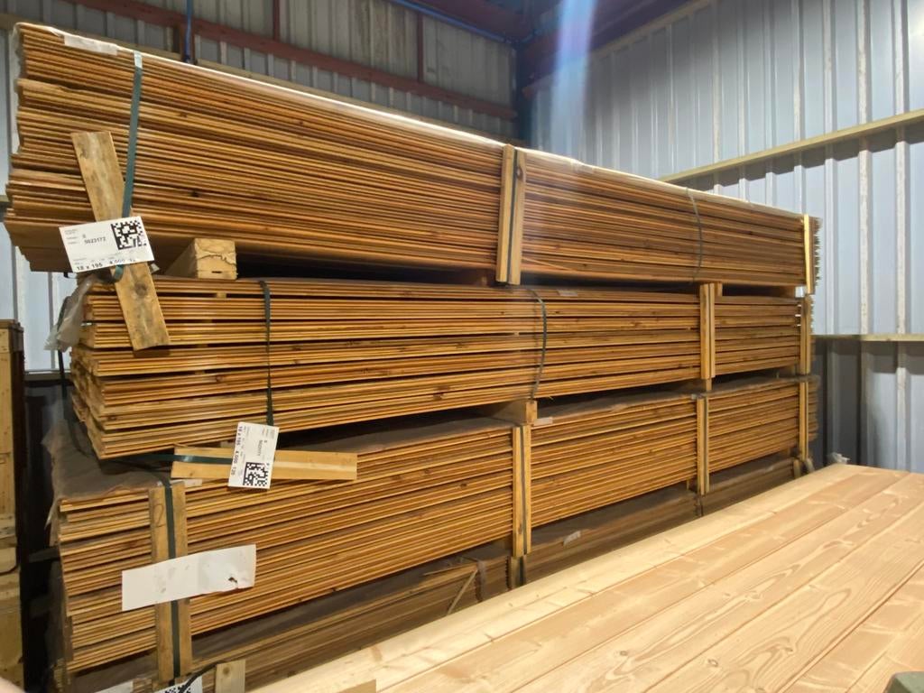 Douglashout 400 x 19,5 x 1,8 cm met profiel, Ophalen, Zo goed als nieuw, 250 cm of meer, Planken