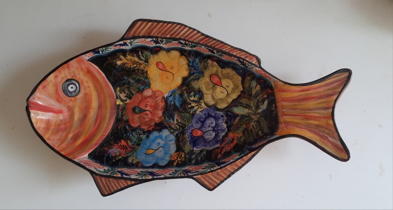 Decoratieve Portugese visschaal, handgeschilderd, Ophalen