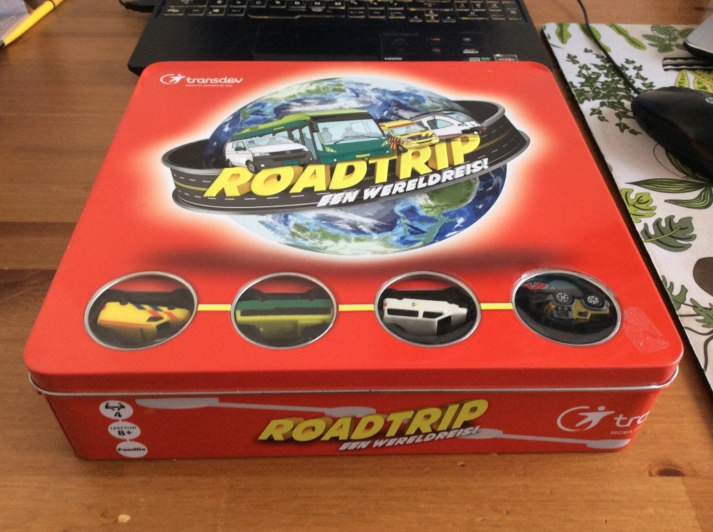 Roadtrip een wereldreis bordspel in een blik. prima staat, Een of twee spelers, Ophalen of Verzenden, Zo goed als nieuw