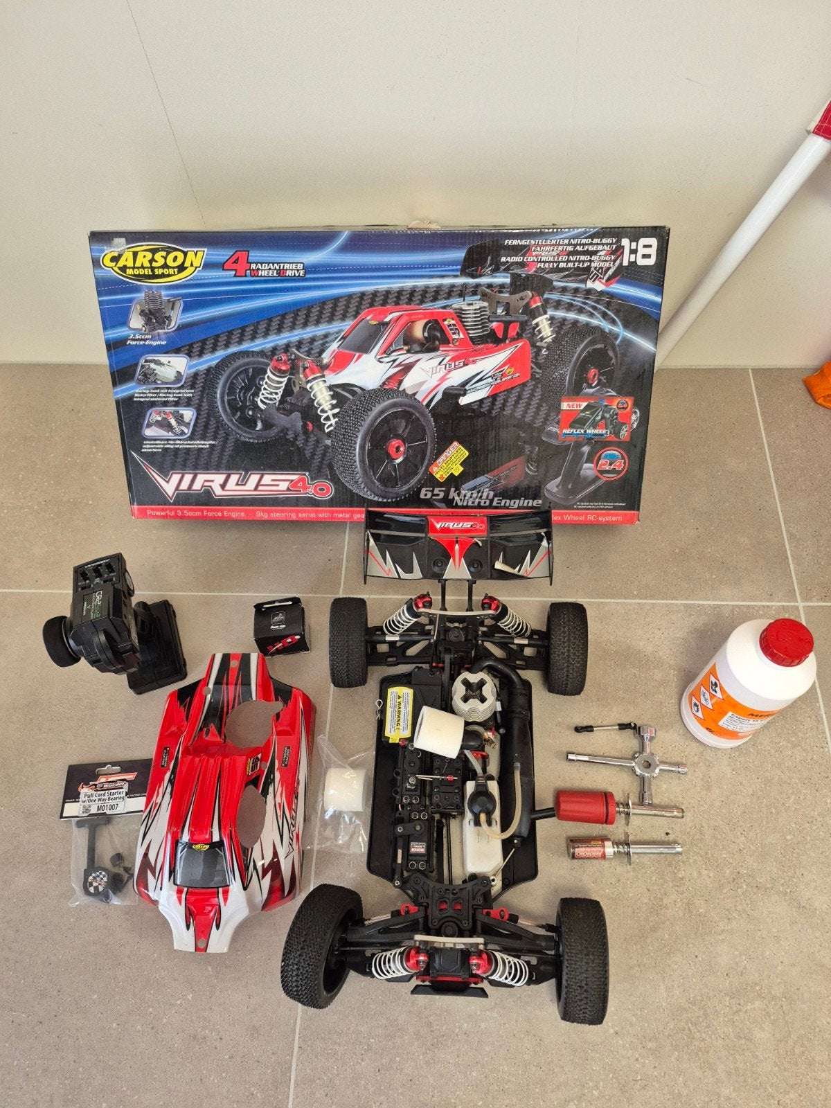 Carson Virus 4.0 Nitro RC Auto 1:8, Gebruikt, Auto offroad, Ophalen of Verzenden, Schaal 1:8