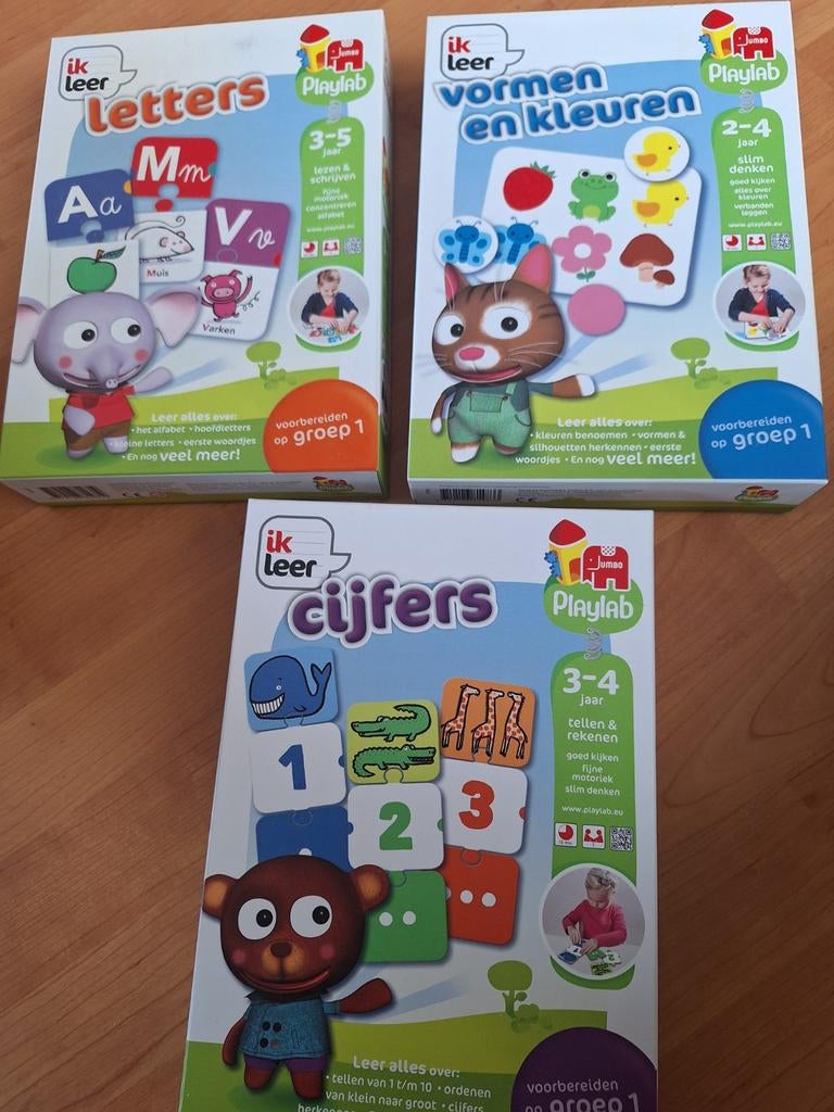 Te koop: 3 dozen Jumbo Playlab educatief spelletjes., Ophalen of Verzenden, Zo goed als nieuw
