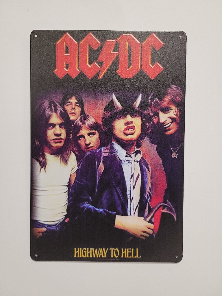 ACDC Highway to hell reclamebord van metaal wandbord deco, Info@deconoord.nl, Deco Noord, Nieuw, Ophalen of Verzenden