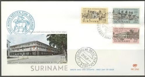 Suriname 1968 - FDC E62 - Zendingsfirma C. Kersten & Co. , Postzegels en Munten, Ophalen of Verzenden, Postfris