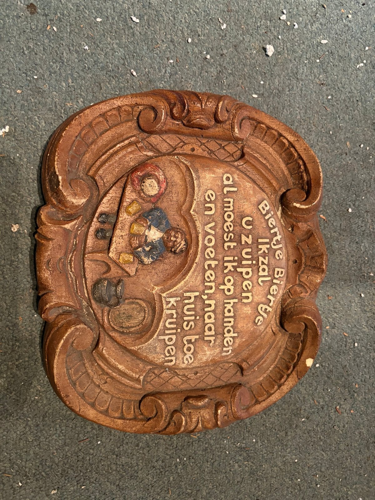Vintage Bier Plaquette - 'Biertje, biertje, uzuipen', Verzenden