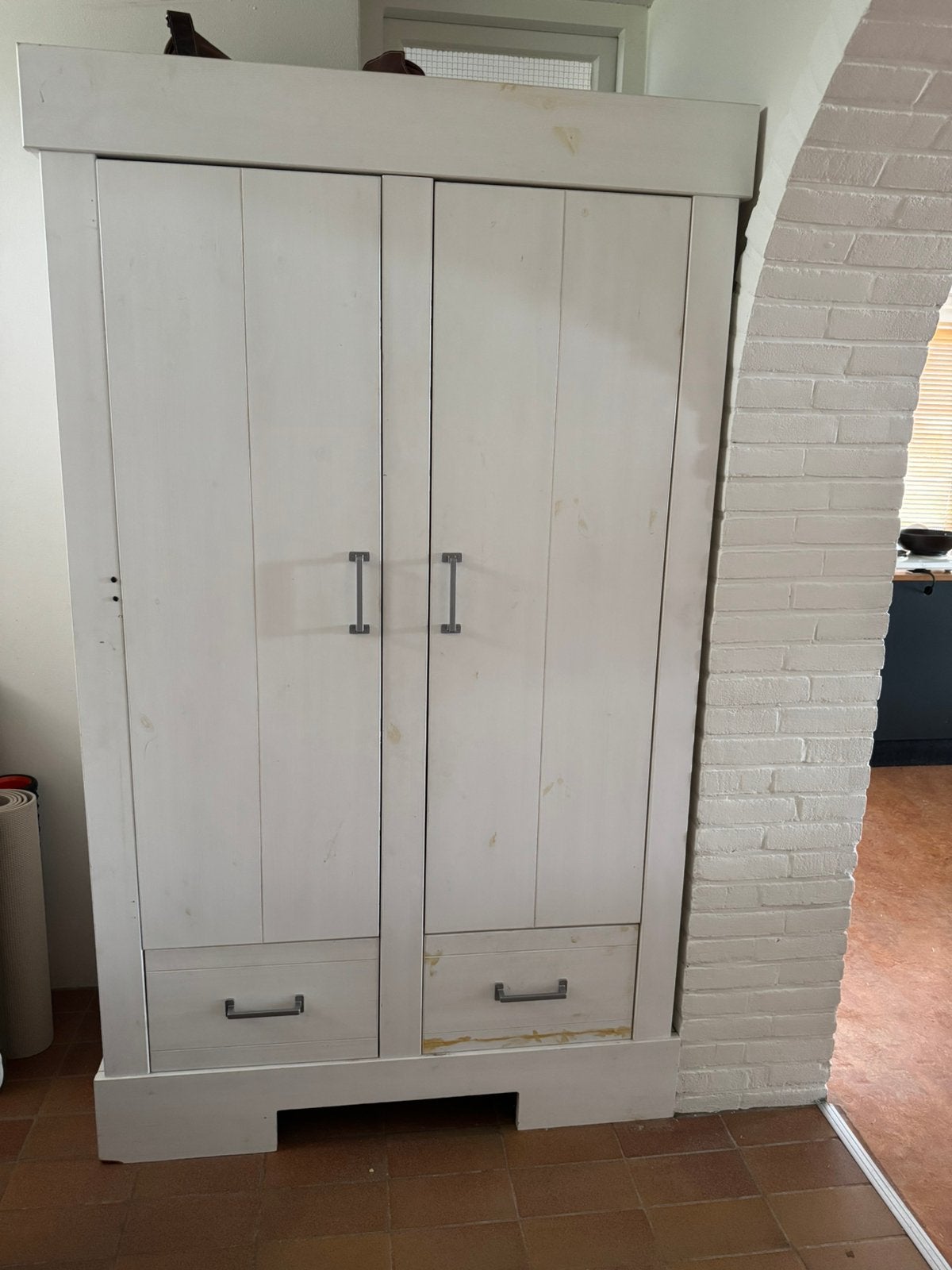 Houten kledingkast, 100 tot 150 cm, 200 cm of meer, Zo goed als nieuw, Overige houtsoorten