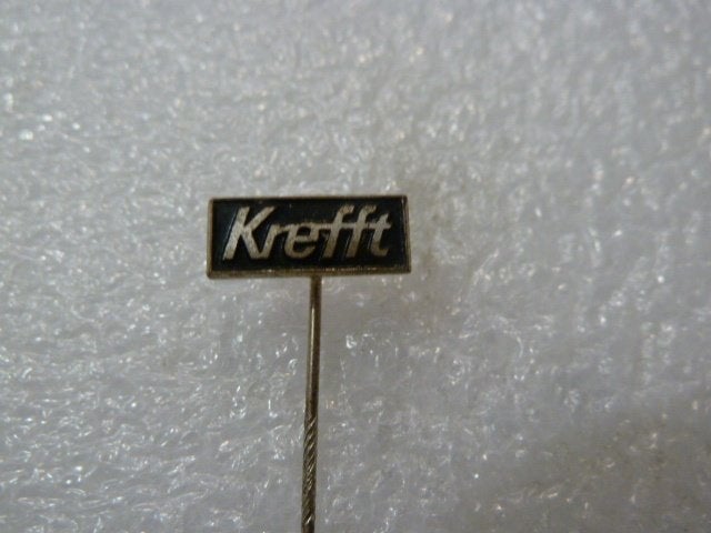 Vintage Krefft Speldje - Zwart met Gouden Letters, Verzamelen, Ophalen of Verzenden, Gebruikt, Merk, Speldje of Pin