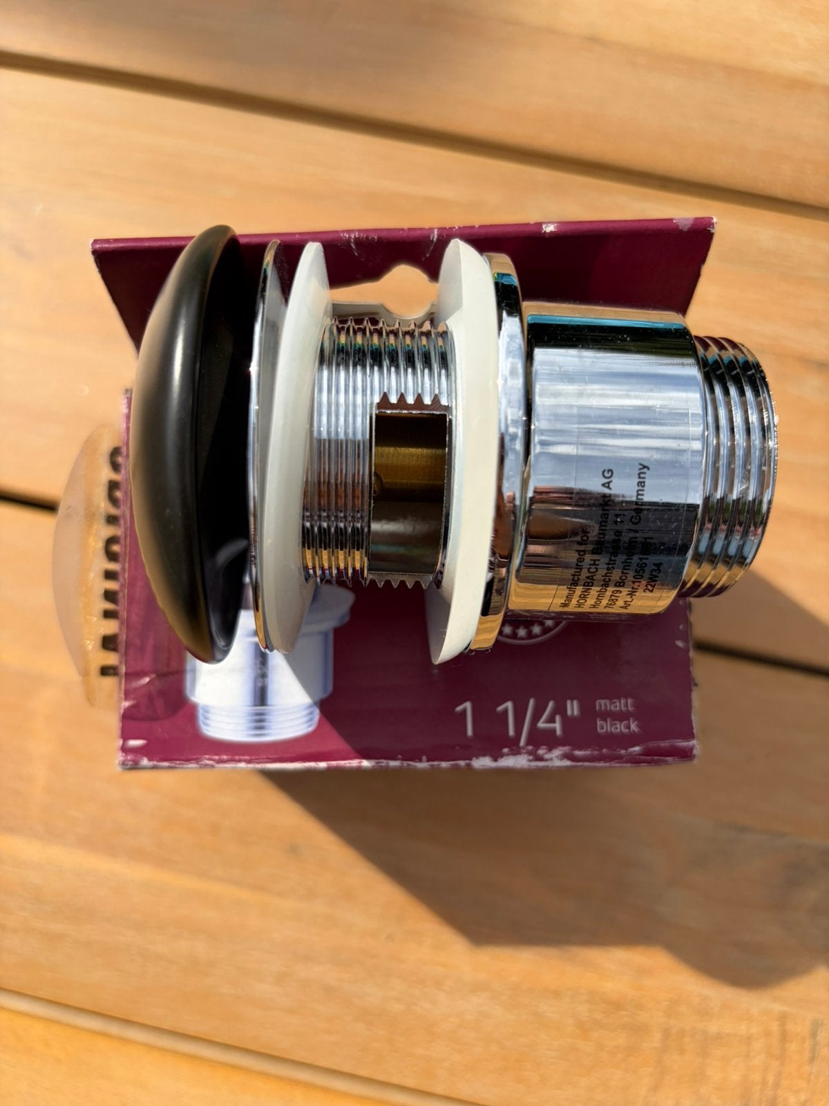 Jungborn afvoerplug 1 1/4" mat zwart - Nieuw in verpakking, Ophalen of Verzenden, Nieuw, Chroom, Wastafel