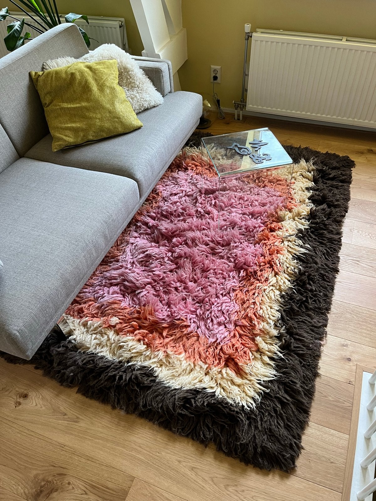 HKliving Vloerkleed Downtown Roze en Bruin (180x120 cm), 100 tot 150 cm, Bruin, Ophalen of Verzenden, Zo goed als nieuw