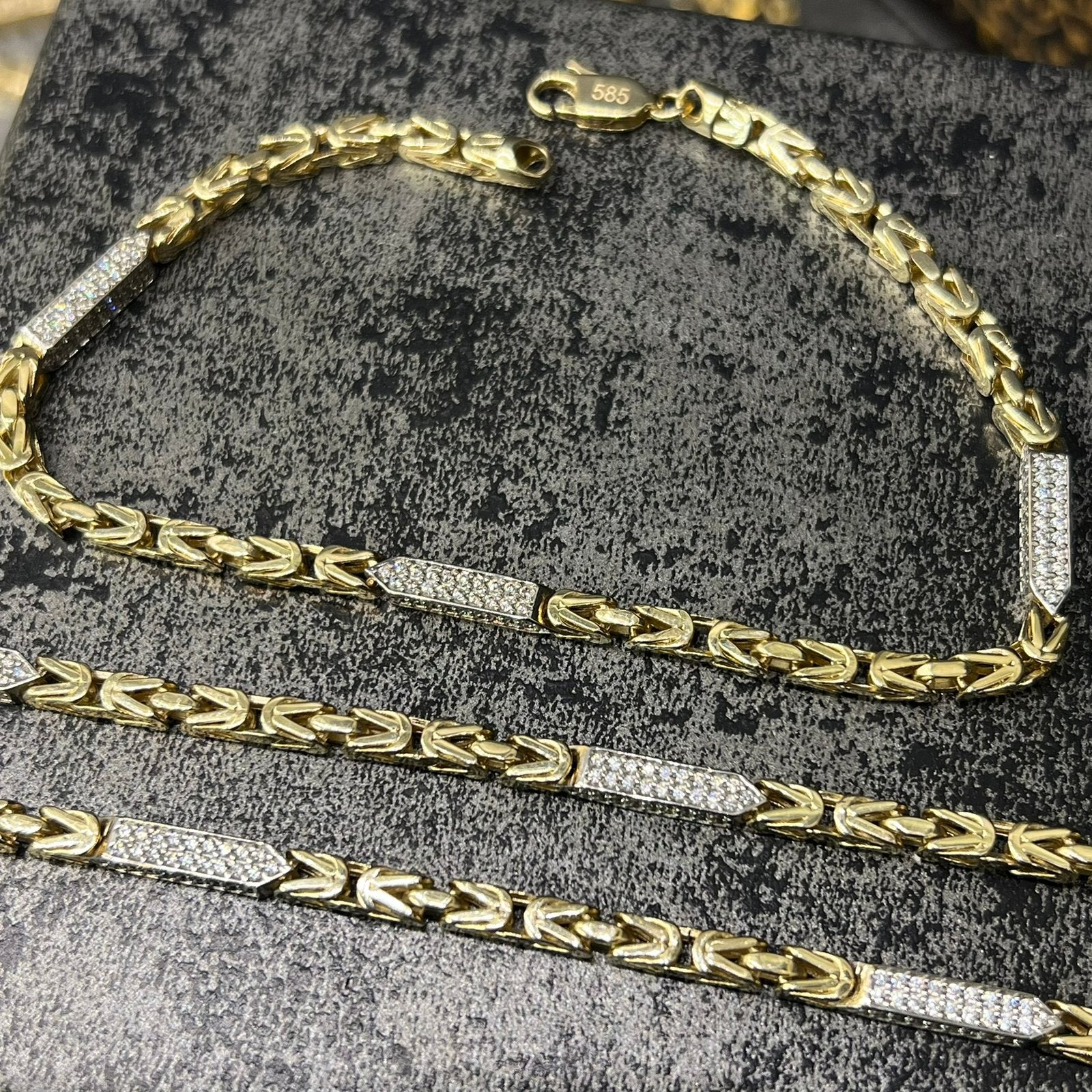 14k gouden set koningsketting met armband nieuw, Ophalen of Verzenden, Nieuw, Goud