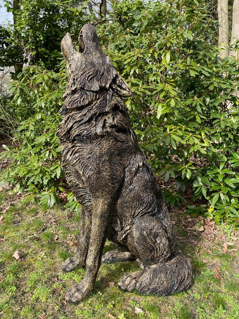 Beeld wolf, woonkamer, terras, tuin, 120 cm, Ophalen, Nieuw, Kunststof, Dierenbeeld