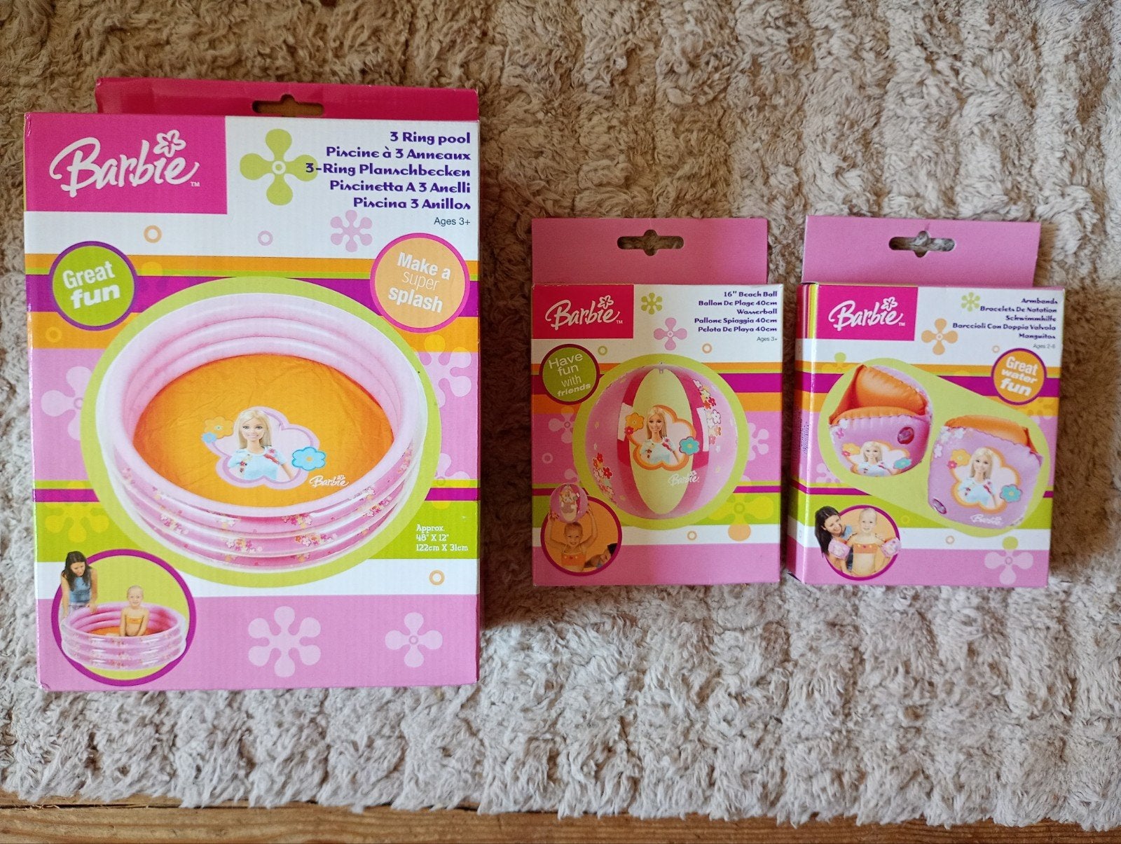 Barbie Zwembad, Strandbal en Zwembandjes Set - Nieuw, Ophalen of Verzenden, Nieuw