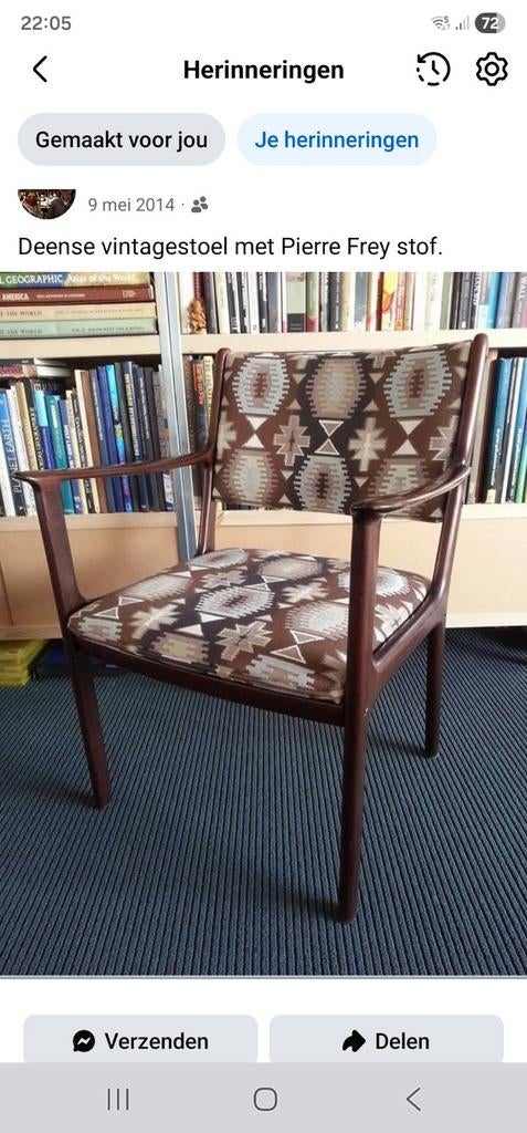 Vintage Deense PJ 412 stoel van Ole Wanscher, mahonie, Ophalen of Verzenden