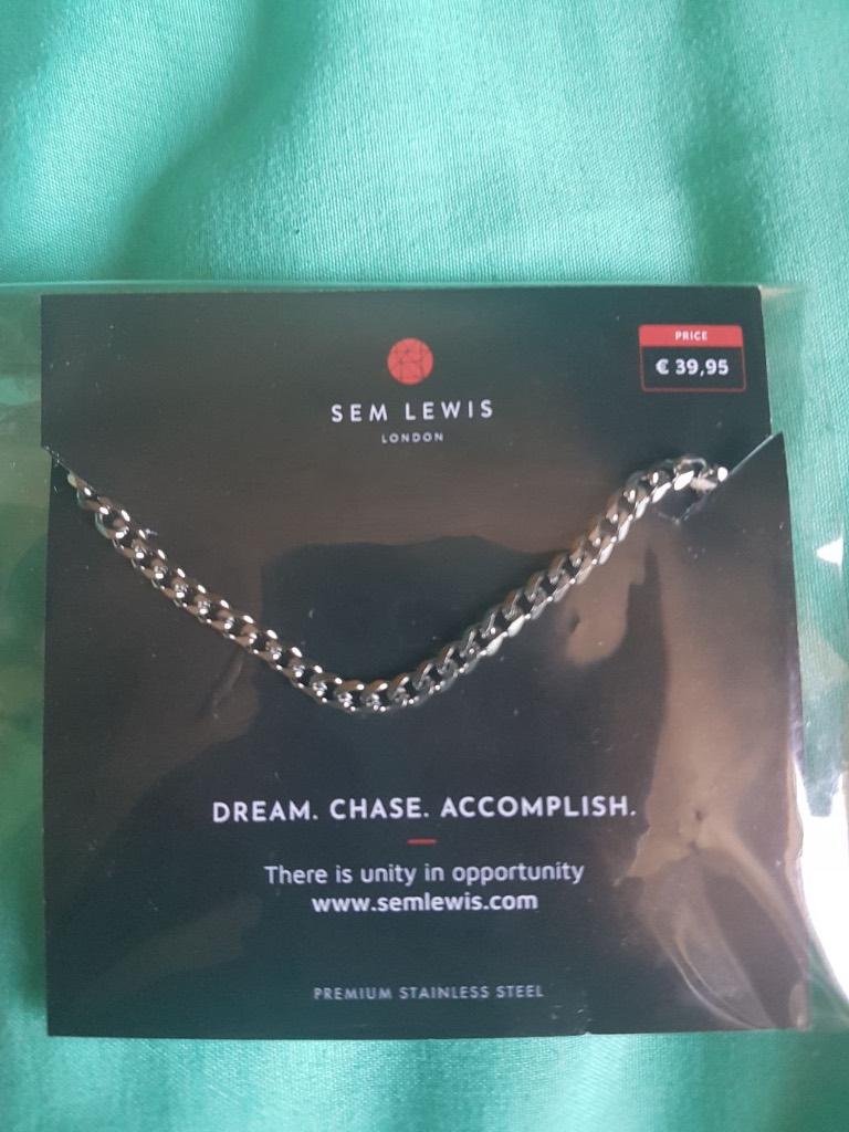 Nieuw Sem Lewis stainless steel schakel armband enkel band, Sieraden, Tassen en Uiterlijk, Verzenden, Nieuw, Zilver, Staal