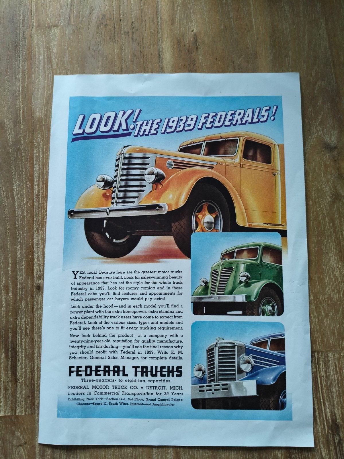 Originele advertentie 1939 Federal Trucks, Verzenden, Gelezen, Ford