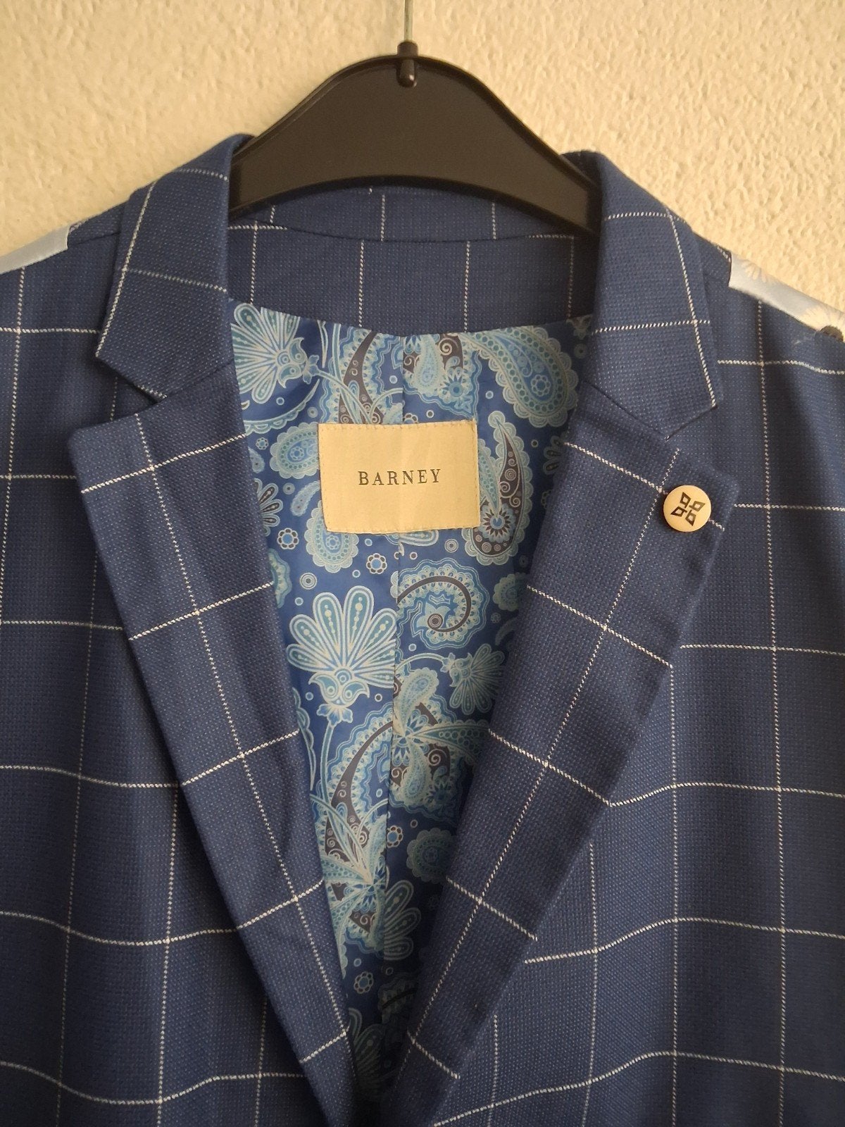 Barney Heren Gilet - Blauw Geruit - Maat L, Maat 52/54 (L), Blauw, Ophalen of Verzenden, Zo goed als nieuw
