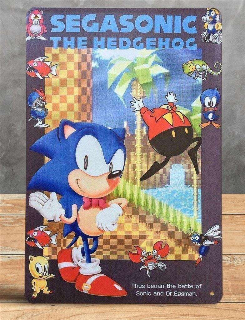 SONIC THE HEDGEHOG SEGA METALEN Wandbord Poster, Avontuur en Actie, Verzenden, 1 speler, Nieuw