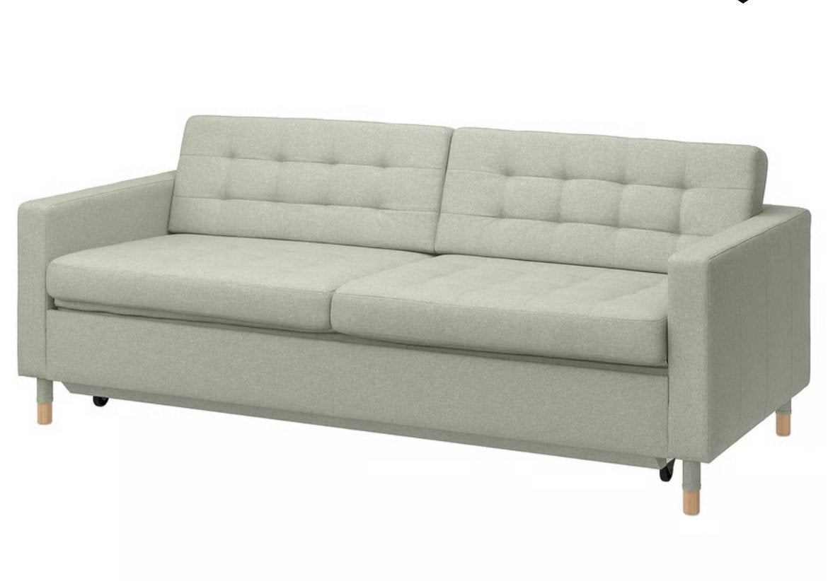 LANDSKRONA 3-seat sofa-bed, Gunnared light green/wood, Ophalen, Tweepersoons, Zo goed als nieuw, Overige maten