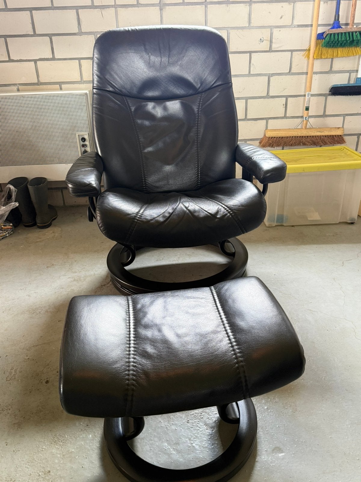 Stressless stoel, Ophalen, Zwart, Leer, Eén