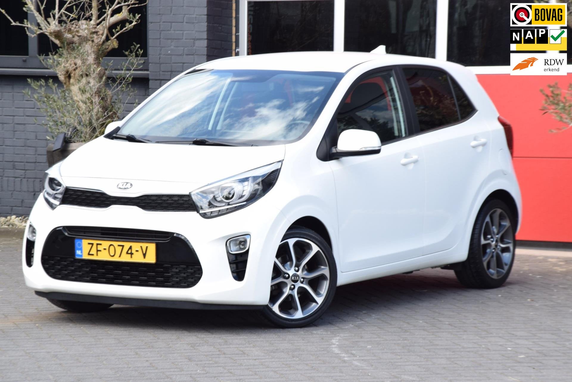 Kia Picanto 1.0 CVVT Design Edition 2019 Navigator Navigatie, Auto's, Voorwielaandrijving, 4 stoelen, Wit, Bedrijf