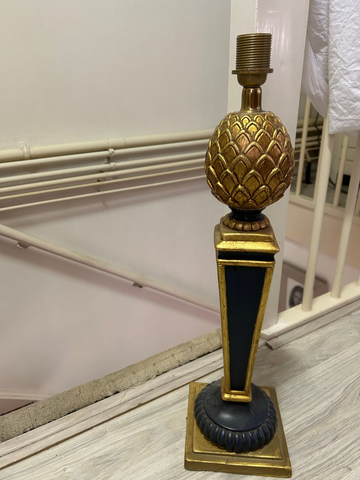 Vintage Ananas Tafellamp - Goud & blauw, Ophalen of Verzenden