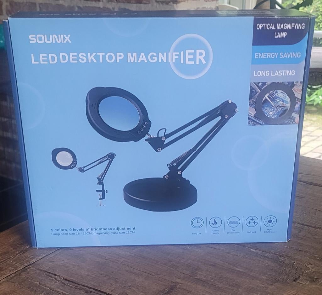 Sounix LED Desktop Loep Lamp zgan in Doos, Ophalen of Verzenden, Loeplamp