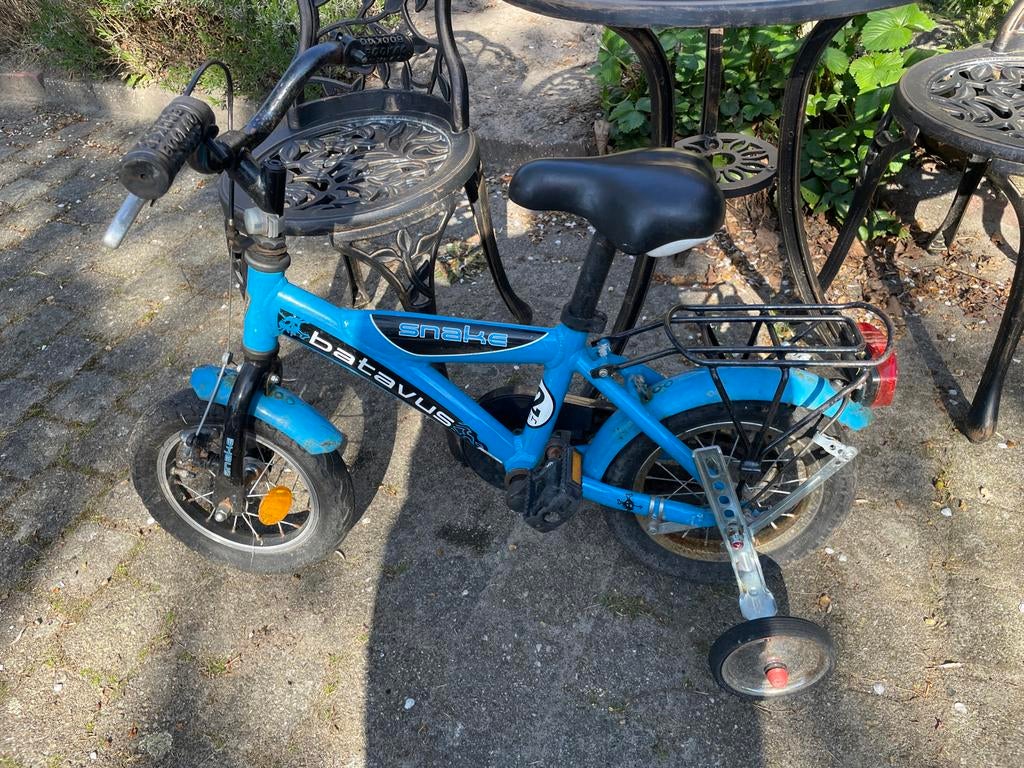 Batavus Snake Kleuterfiets - Blauw, met zijwieltjes, Fietsen en Brommers, Fietsen | Kinderfietsjes, Zijwieltjes, Gebruikt, Velgrem