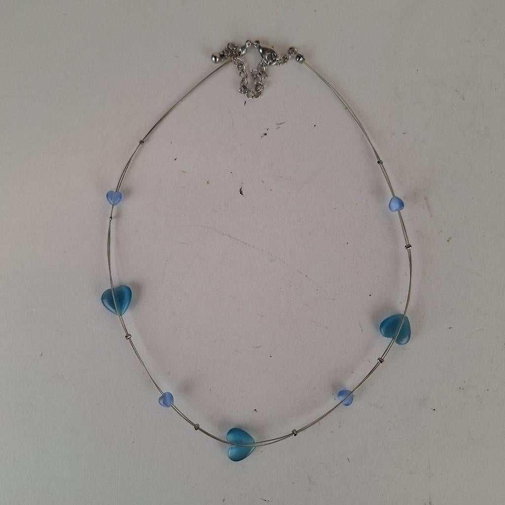 Ketting, stainless steel, aquablauw, Ophalen of Verzenden, Zo goed als nieuw, Blauw, Overige materialen