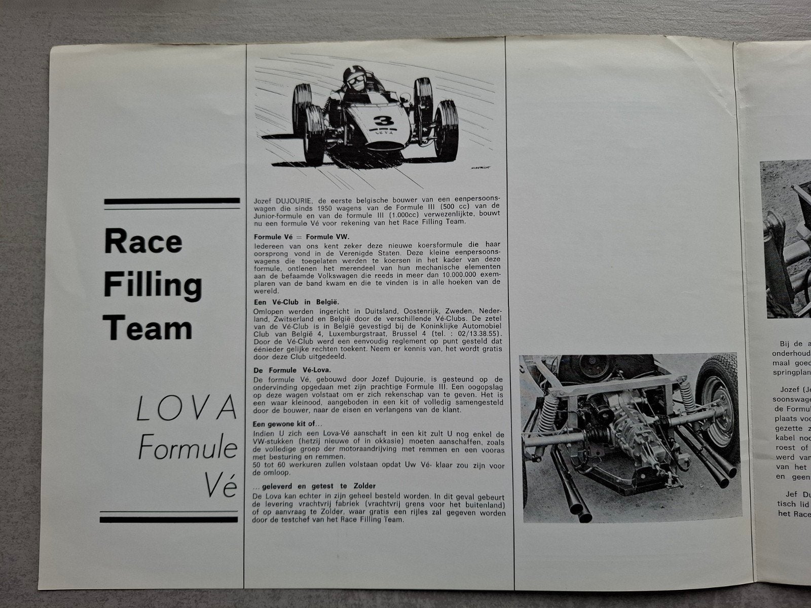 Race Filling Team Lova Formule V - VW Kever - folder, Ophalen of Verzenden, Zo goed als nieuw, Overige onderwerpen