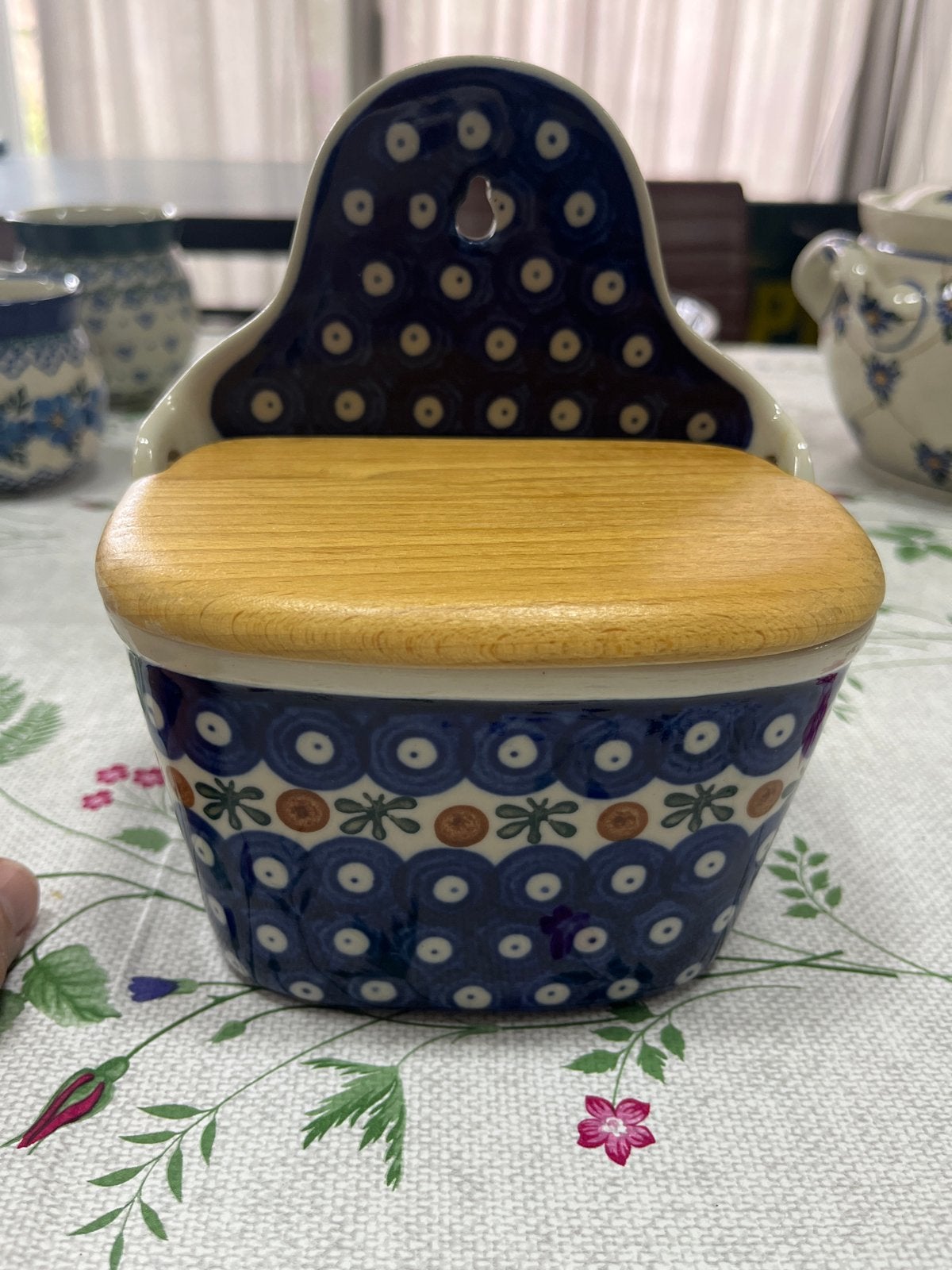 Bunzlau Zoutpot met Houten Deksel - Handgemaakt Keramiek, Ophalen of Verzenden