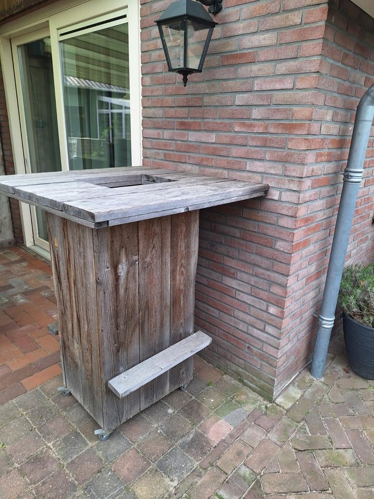 Statafel stoere steigerhouten tafel op wielen, Ophalen of Verzenden