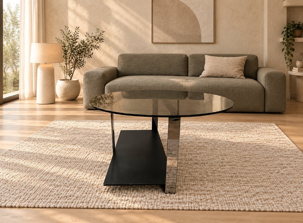 ZGAN Minotti Low Console Salontafel + GARANTIE | NP €3.500, Minotti, Rond, Overige houtsoorten, Design Tafel Salontafel Minotti