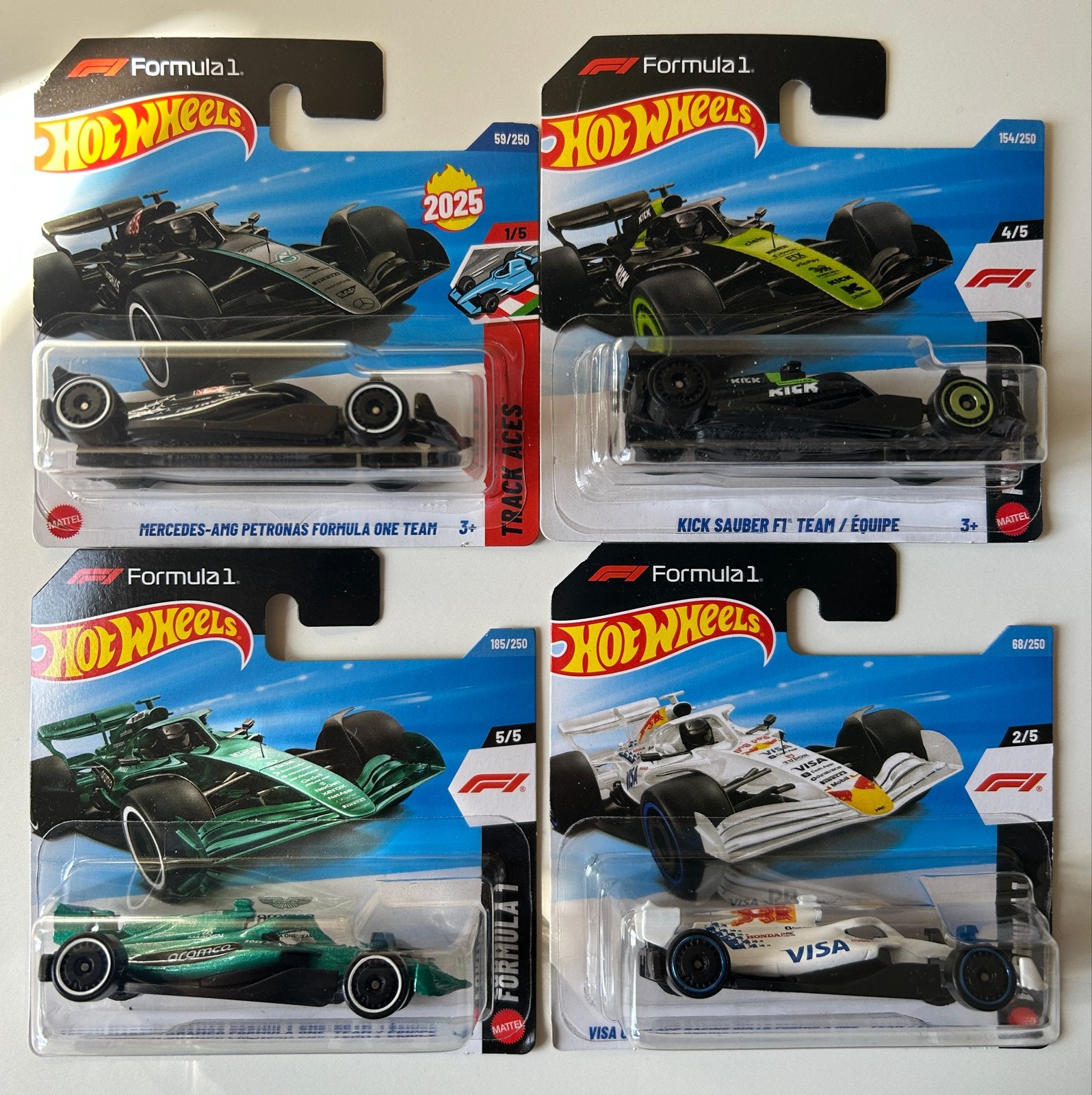 Hot Wheels Formule 1 Collectie - 4 stuks, Ophalen of Verzenden, Nieuw, Auto, Overige merken